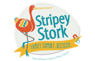 Stripey Stork logo with image of a stork
